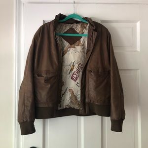 Vintage Bomber Brown Leather Jacket